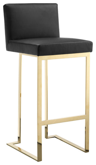 Dexter Bar Stool Faux Leather Black and Gold