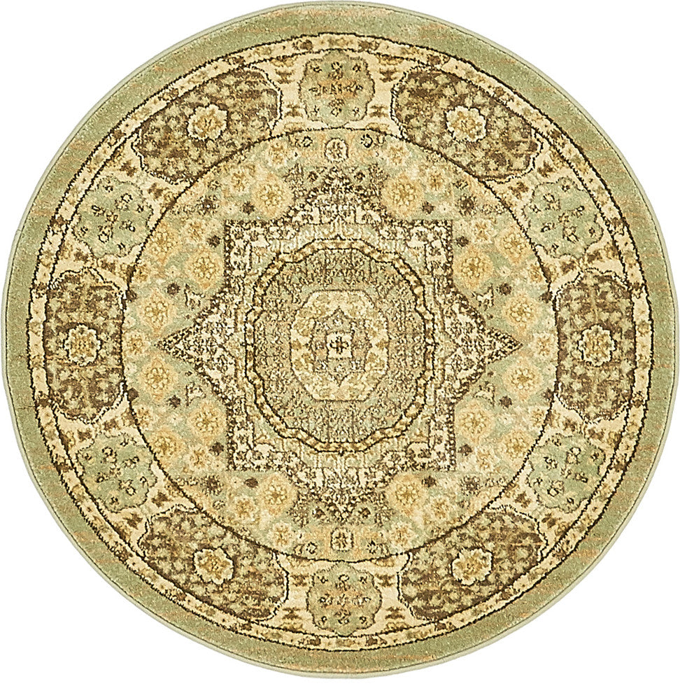 Unique Loom Light Green Hamilton Palace 3' 3 x 3' 3 Round Rug