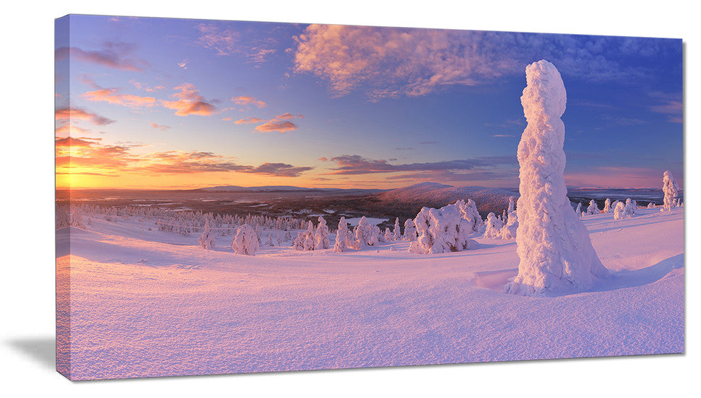 "Frozen Trees on Mountain" Panorama Landscape Wall Art, 60"x28", 1 Panel