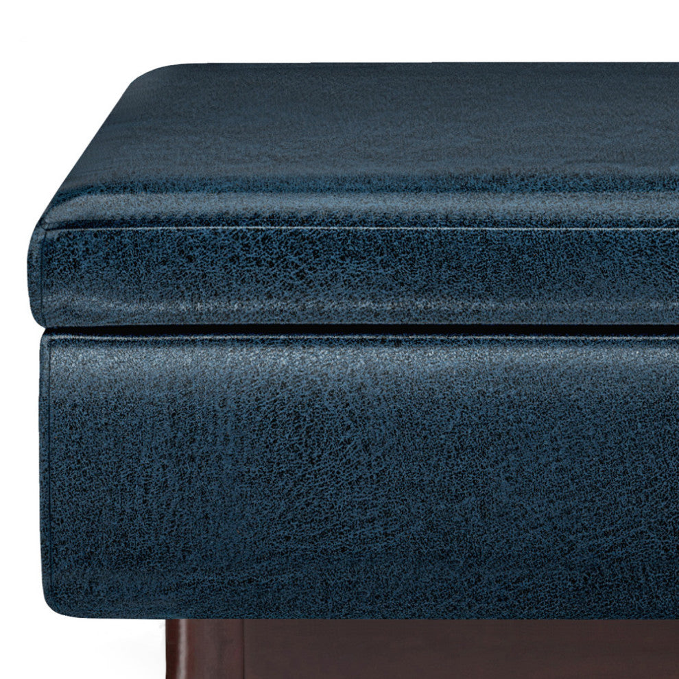 Owen Coffee Table Storage Ottoman, Distressed Dark Blue