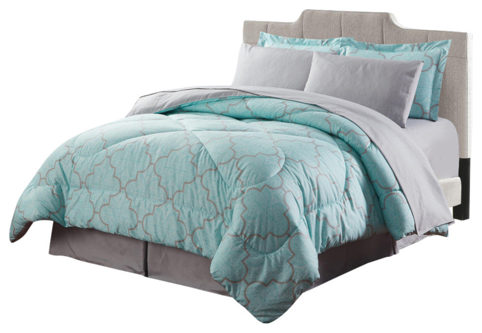 Bibb Home 8pc Down Alternative Bed in a Bag Set, Trellis, Queen