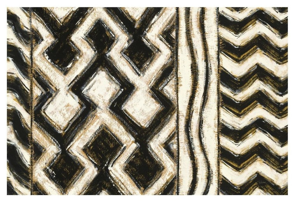 "Black and Gold Geometric VII Crop" Paper Print by Shirley Novak, 26"x18"