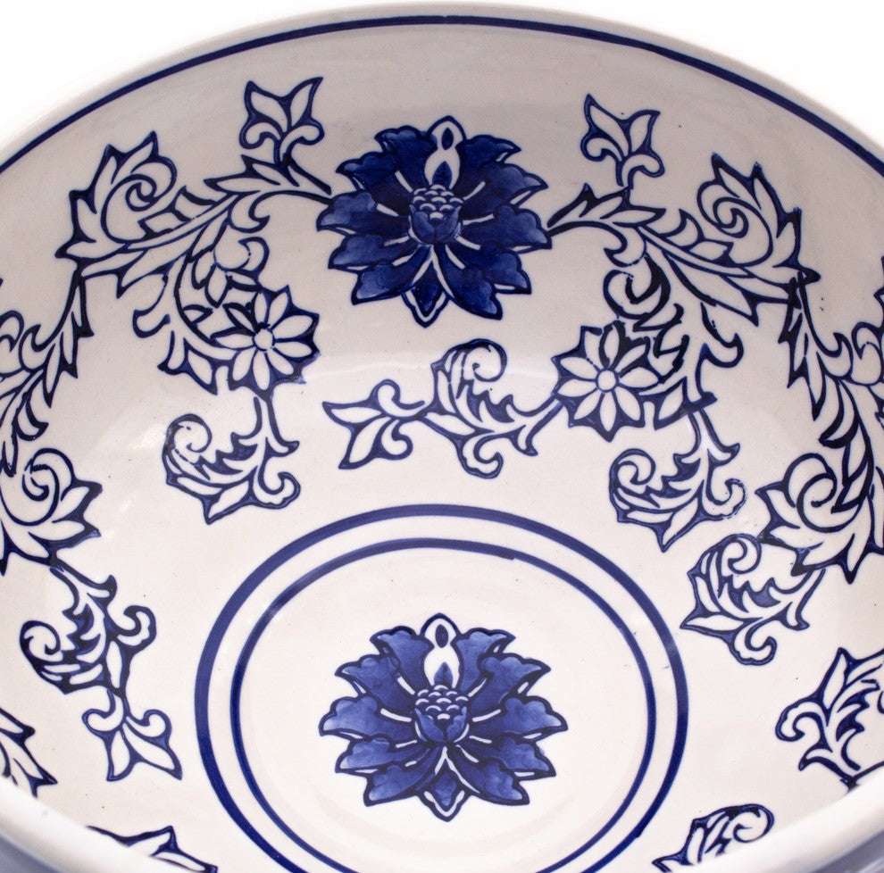 Claybarn Blue Garden Large Blue Footed Bowl