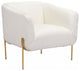 Ivory and Gold Textural Upholstered Accent Armchair