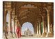 Woman in traditional Sari walking towards Taj Mahal, 24"x18"