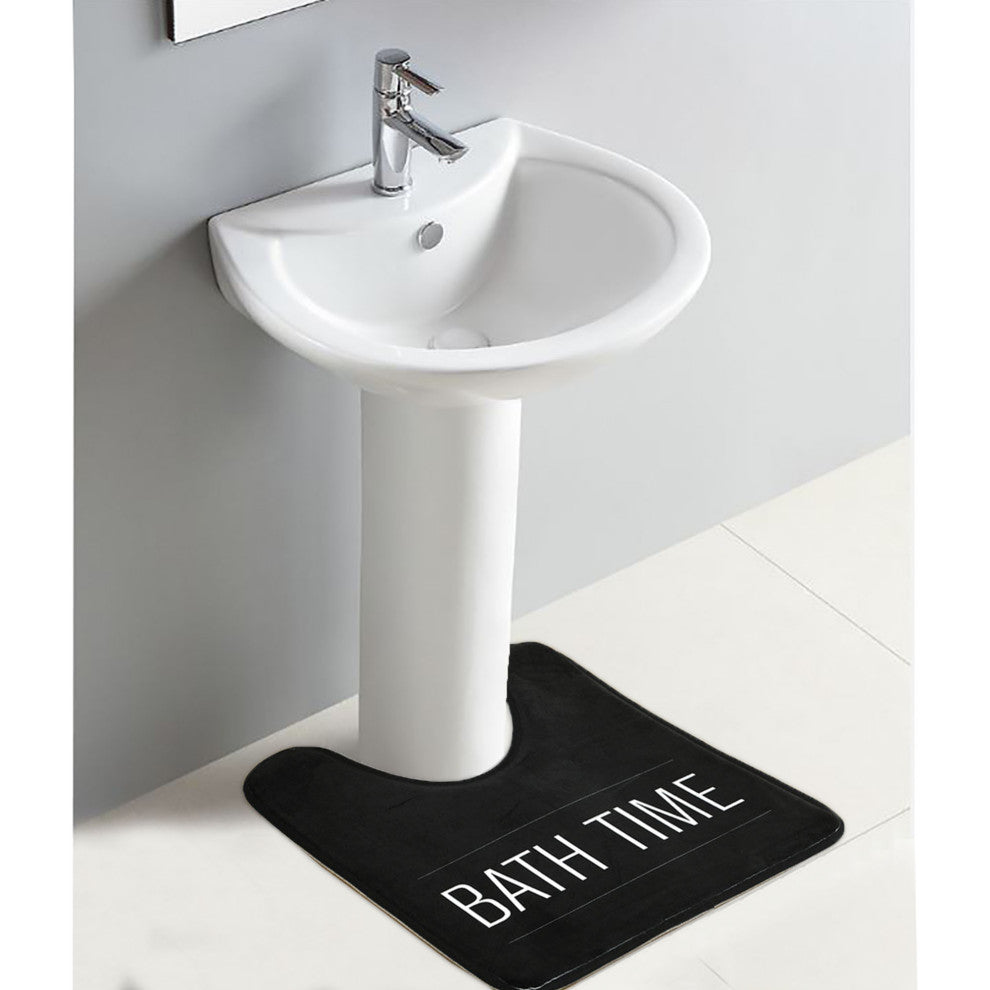 Bathroom Accessories Bath Time Collection, Black, Contour Bath Rug
