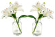 Serene Spaces Living Set of 2 White Lilies in Vase, 2.5" Diameter & 10" Tall
