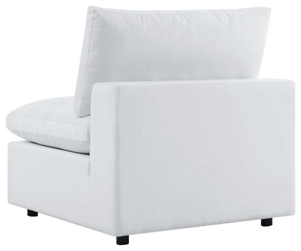 Modular Lounge Sectional Deep Sofa Chair Set, Sunbrella, White, Modern, Outdoor