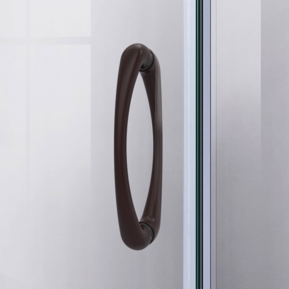 Prime 36x74 3/4 Clear Glass Sliding Shower Enclosure Oil Rubbed Bronze, Biscuit