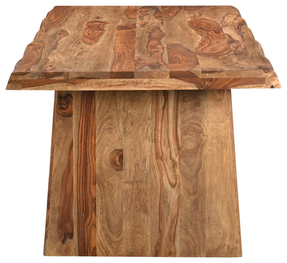 Damian 7-piece Upholstered Live Edge Solid Wood Dining Set, Brown