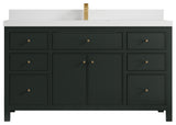 Sonoma 60 Single Bathroom Vanity in Dark Forest Green with 2" White Quartz