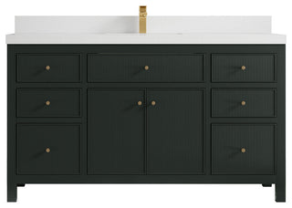 Sonoma 60 Single Bathroom Vanity in Dark Forest Green with 2" White Quartz