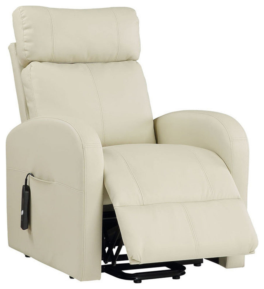Faux Leather Upholstered Power Lift Recliner, Beige