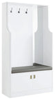 Benzara BM279012 76" Coat Hanger, Shoe Storage With Bench, Cabinet, White