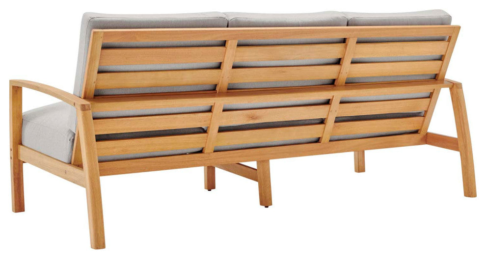 Lounge Sectional Sofa Chair Set, Wood, Brown Natural Gray, Modern, Outdoor