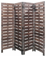 72" Brown Folding Four Panel Screen Room Divider