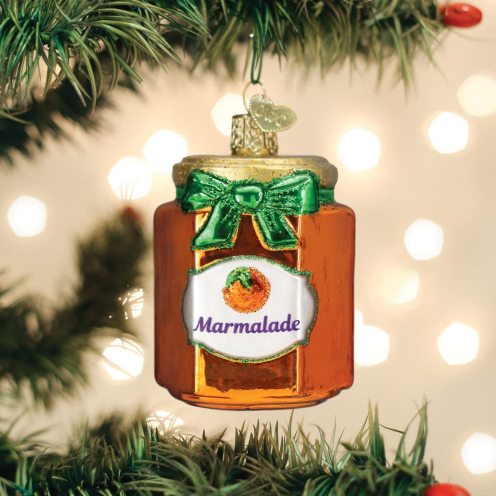 Old World Christmas Glass Blown Jar of Marmalade Ornament, Orange, 3"