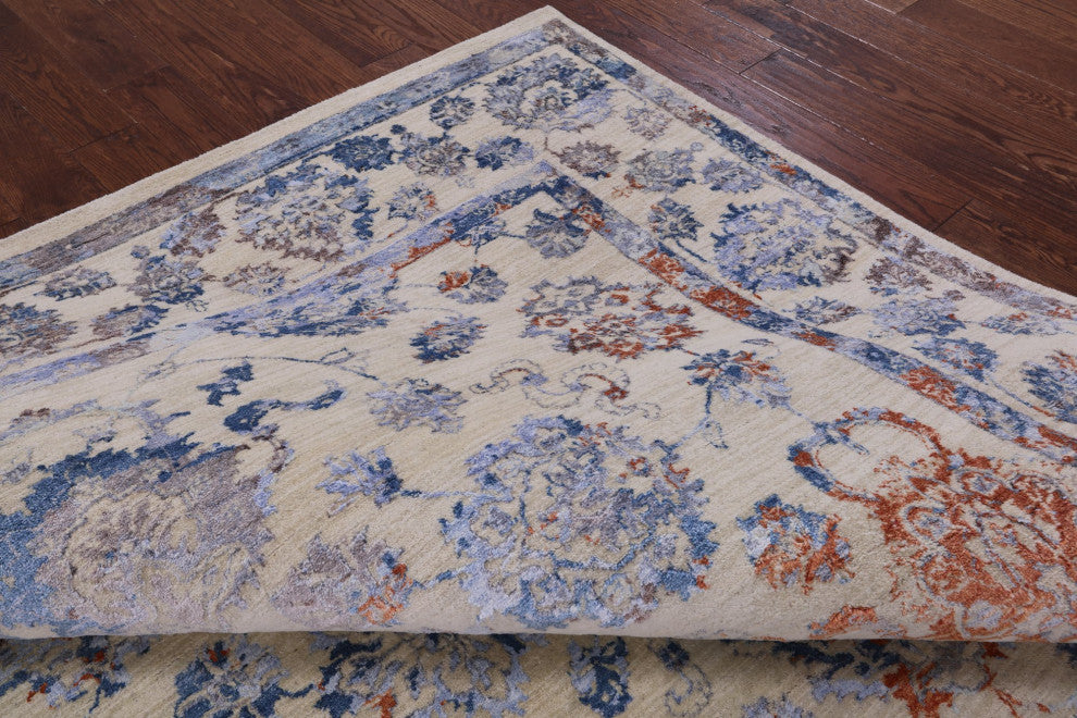 8' 0" X 10' 6" Persian Wool and Silk Hand Knotted Rug Q7098