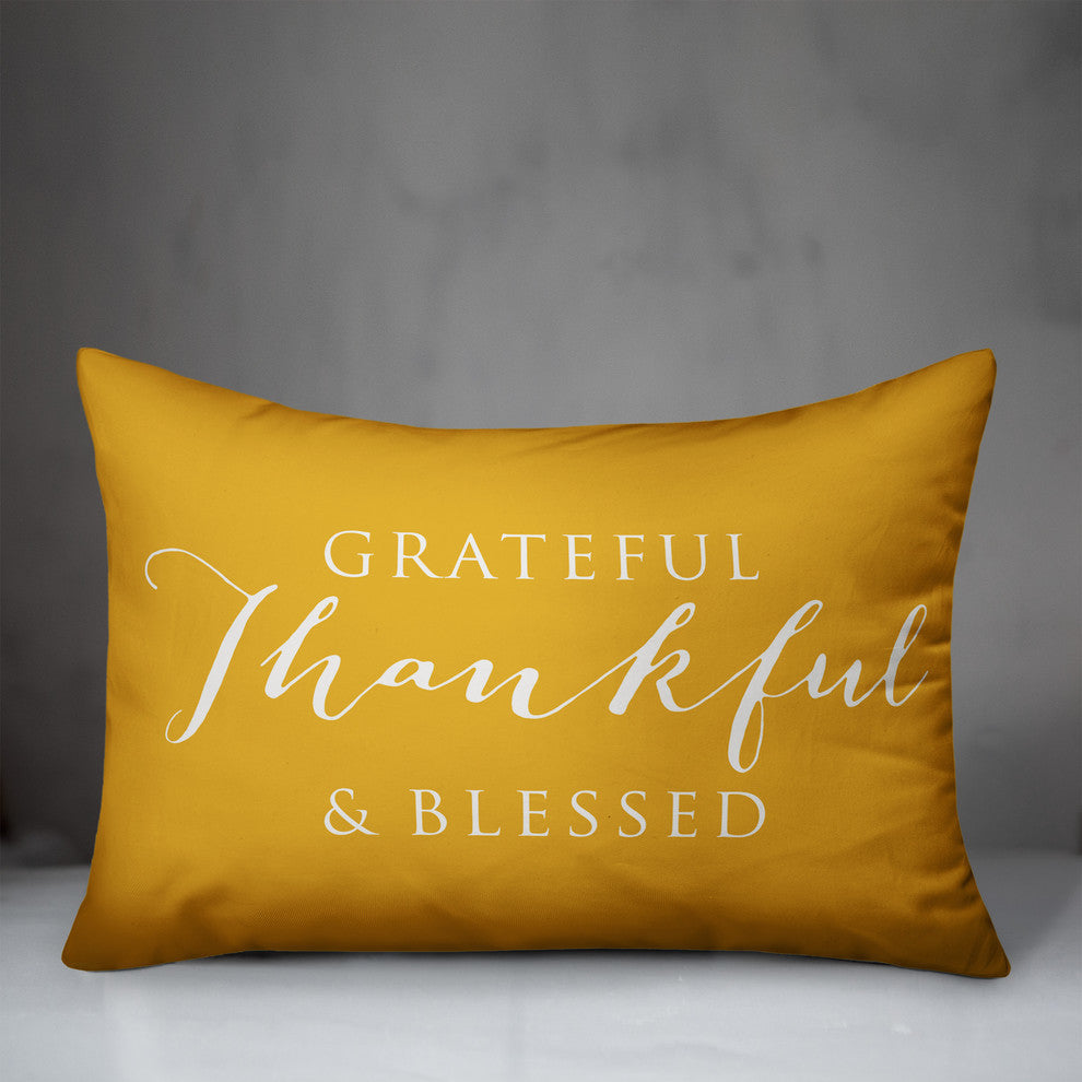 Grateful Thankful Blessed Outdoor Lumbar Pillow