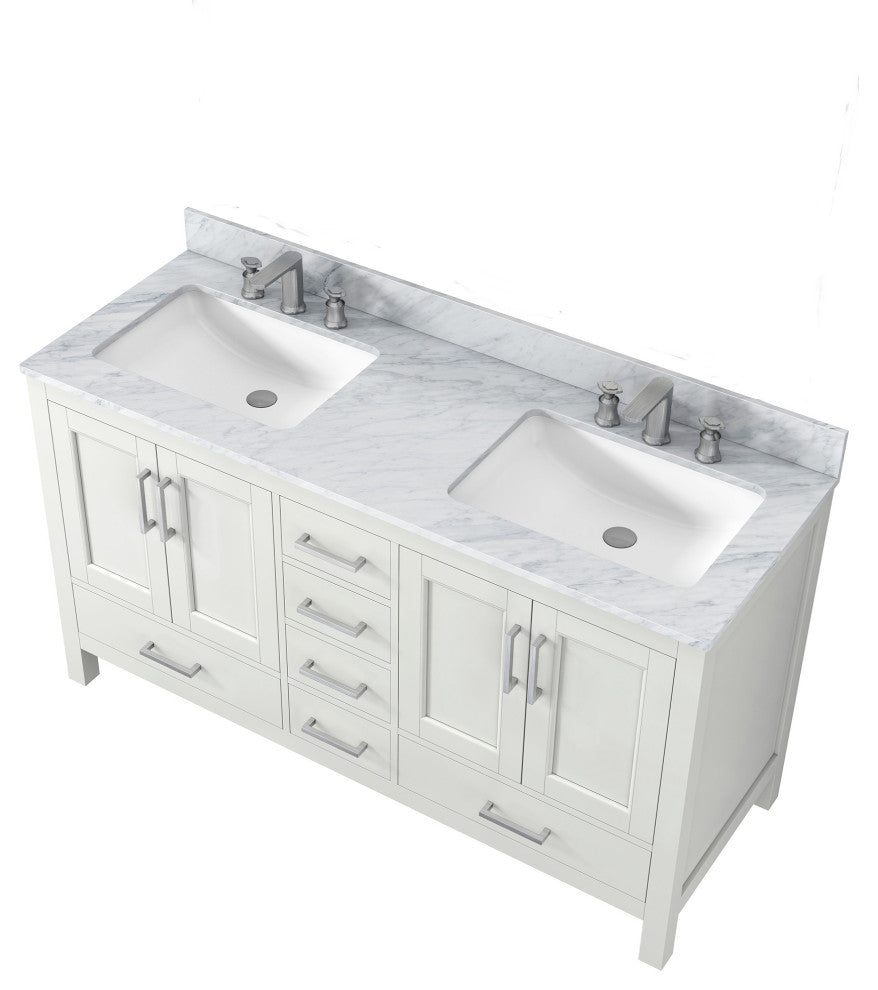 60" Plywood Freestanding Bathroom Vanity Set with Drawer and Doors , Matte White