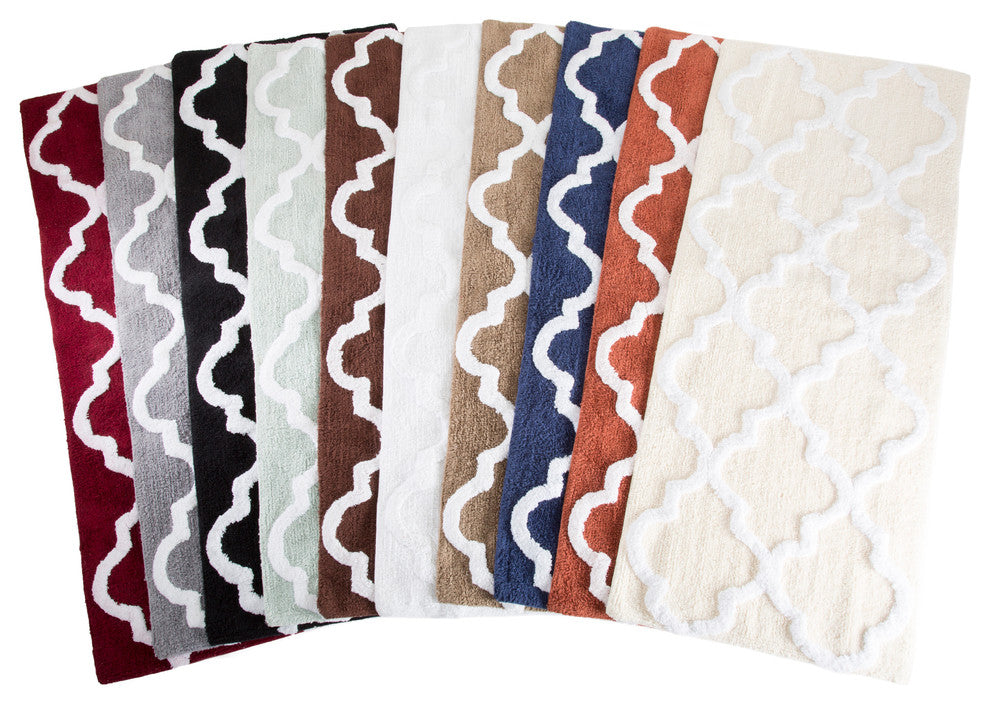 Lavish Home 100% Cotton Trellis Bathroom Mat, 24x60 inches, Burgundy