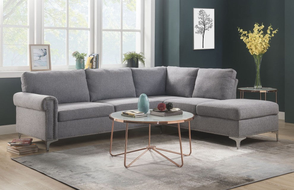Melvyn Sectional Sofa, Gray Fabric