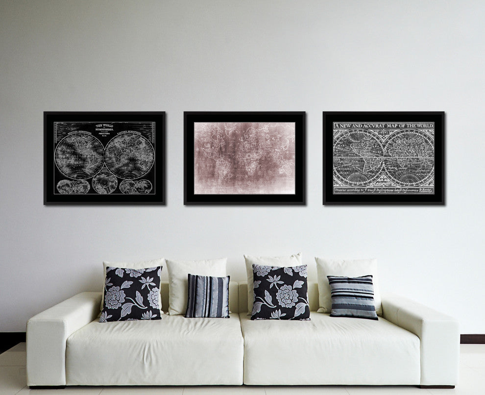World Vintage Vivid Sepia Map Canvas, 16"x21"