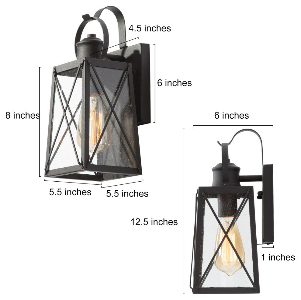 LNC 1-Light Modern Farmhouse Black Outdoor Wall Light With Glass Shade