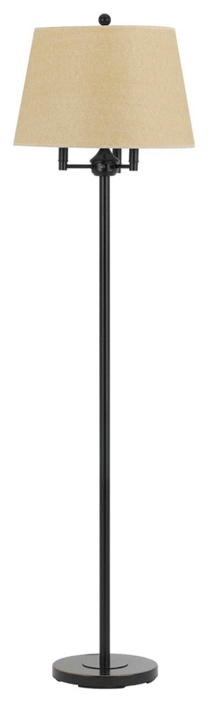 62" Bronze Four Light Traditional Shaped Floor Lamp With Beige Square Shade