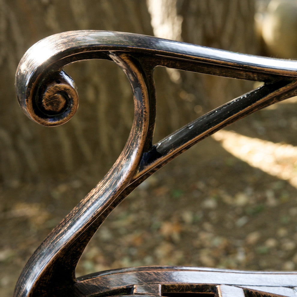 GDF Studio Casablanca Outdoor Copper Cast Aluminum Bench