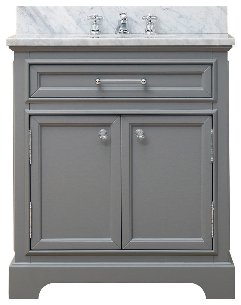 Derby Cashmere Bathroom Vanity, 30" Wide, No Mirror, No Faucet