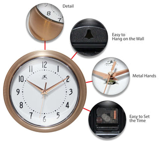 Retro Round 9.5" Copper Wall Clock