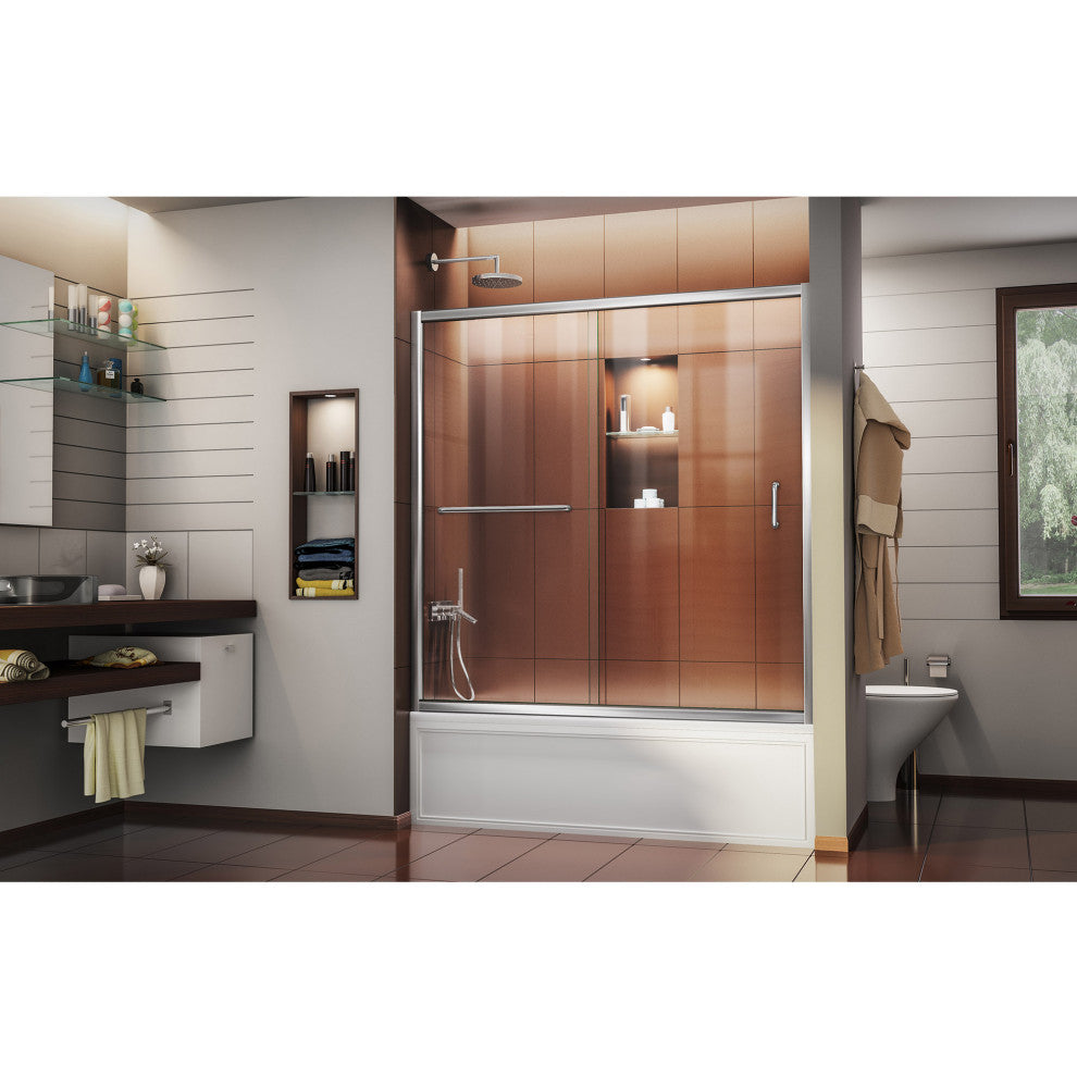 DreamLine Infinity-Z 56"-60" Frameless Sliding Tub Door, Chrome