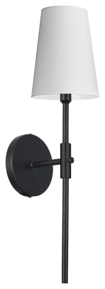 Cinthia 1 Light Wall Sconce with Shade, Matte Black, White Shade