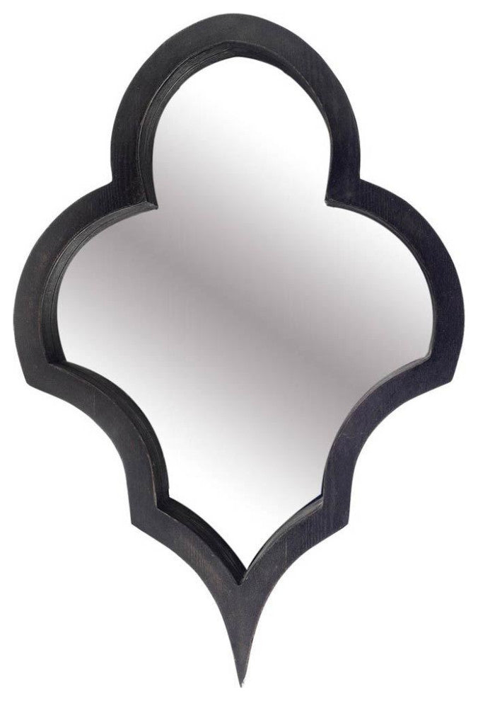 Geneva 23"x34" Silver Wood Frame Mirror, Black