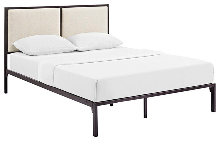 Modway Della King Fabric Bed, Brown Beige
