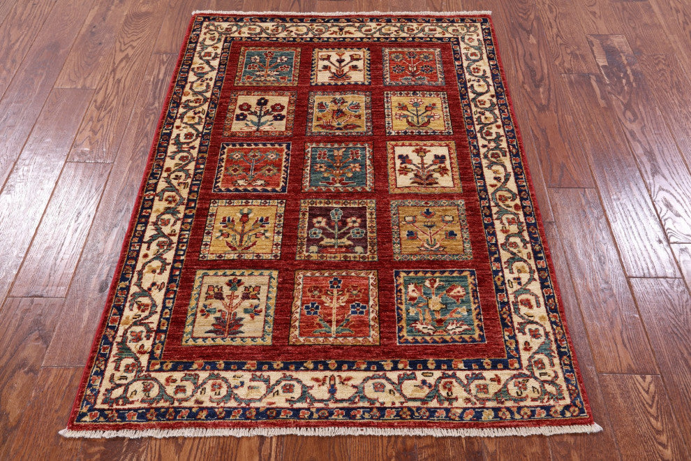 Persian Garden Design Hand-Knotted Rug 3' 4" X 4' 9" Q11055