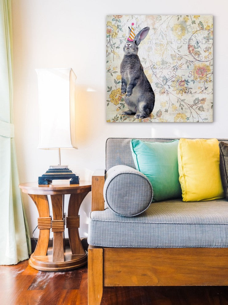 Marmont Hill, "Party Rabbit" by Morgan Jones Painting on Wrapped Canvas, 18x18