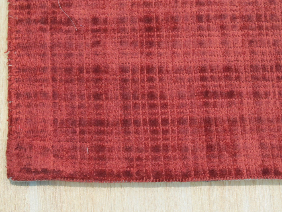 Handwoven Viscose Red Contemporary Solid Milano Rug, 7'9x9'9