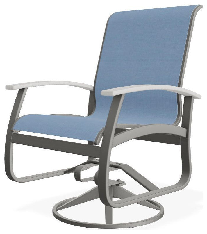 Belle Isle Sling Outdoor Swivel Rocker, Navy/Snow