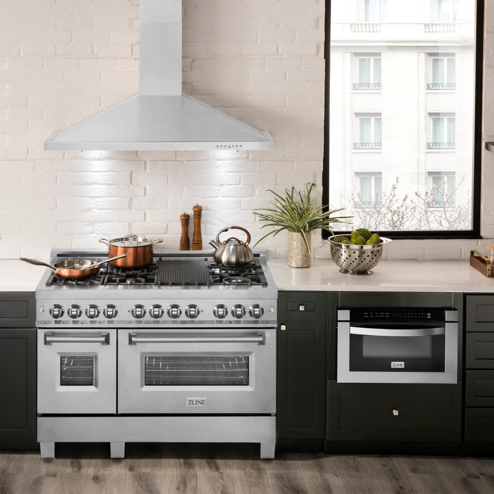 ZLINE 48" Designer Series DuraSnow Stainless Steel Wall Mount Range Hood