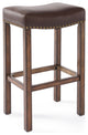 26" Warm Brown Faux Leather Backless Bar Stool
