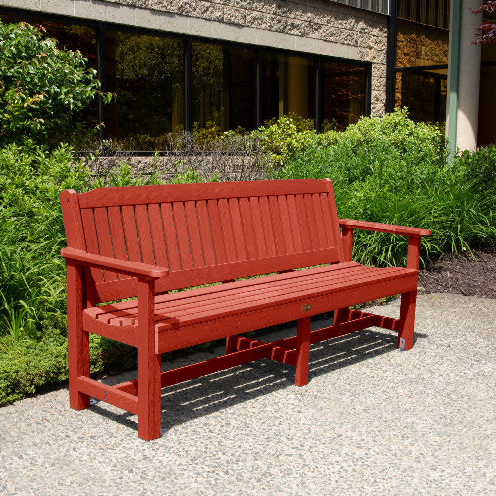 The Sequoia Professional Commercial Grade Exeter 6' Garden Bench, Rustic Red
