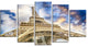 "Dramatic Sky Over Ground View Paris Eiffel Tower" Wall Art, 60"x32", 5-Panels
