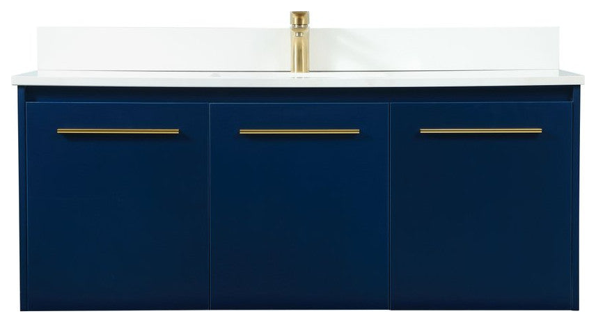 Elegant VF44548MBL-BS 48" Single Bathroom Vanity, Blue With Backsplash