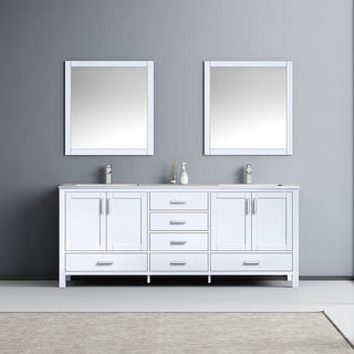 Jacques 80" Double Vanity Cabinet Carrara Marble Top Sinks, 30" Wall Mirrors