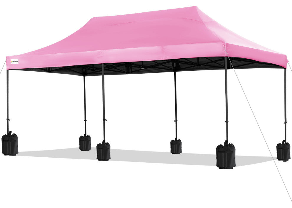 JEAREY Pop Up Canopy Tent, Outdoor Canopy, 4 Sand Bags, Pink, 10x20ft