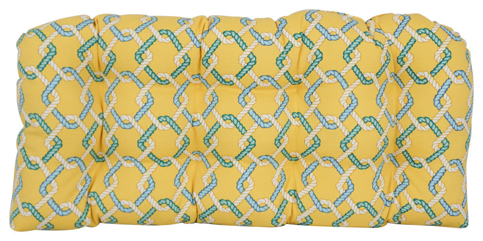 42"X19" U-Shaped Patterned Polyester Tufted Settee/Bench Cushion, Capecod Summer