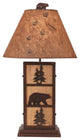 Woodland Iron and Stained Wood Table Lamp With Bear and Tree Accents