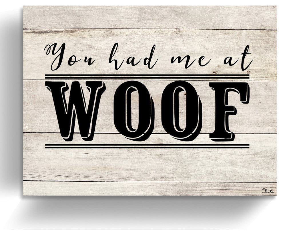 Ready2HangArt ''WOOF'' Wrapped Canvas Dog Wall Art, 12"x16"